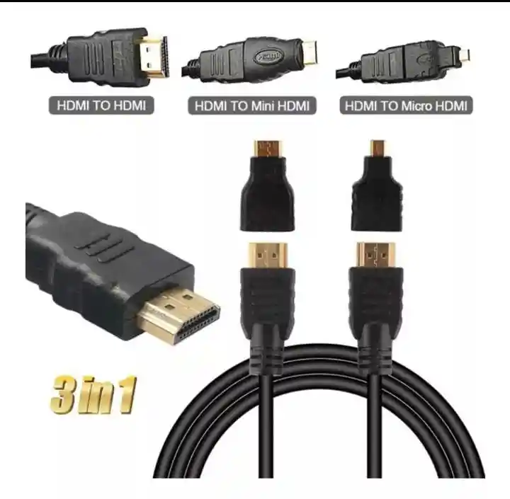 Kit Cable Hdmi 1.5 M Con Adaptadores Mini-hdmi/micro-hdmi