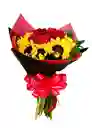Bouquet Girasoles Y Rosas
