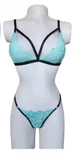 Lenceria Sexy Conjunto Ropa Interior Talla Unica Azul Celeste