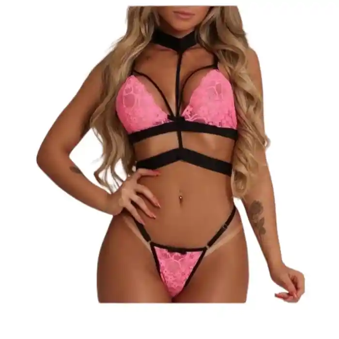 Lenceria Sexy Conjunto Ropa Interior Talla Unica Fucsia