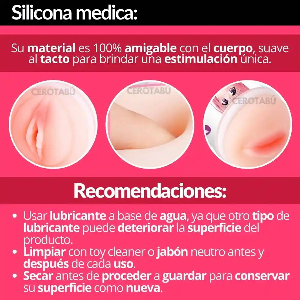 Masturbador Masculino En Silicona 2 En 1 Vagina Y Boca Juguete Sexual