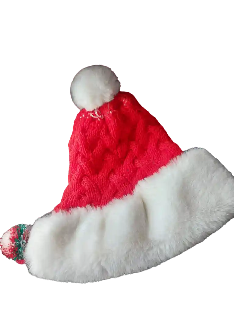 Gorros De Navidad Pompom Dama 34cm Tipo Peluche Suave Rojo