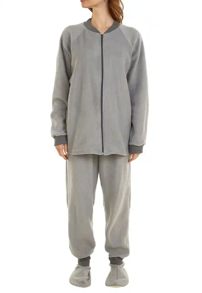 Pijama Mujer Térmica Polar Gris Claro Talla L