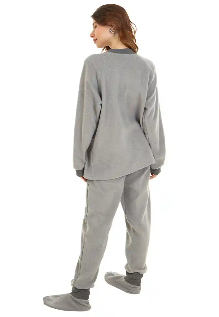 Pijama Mujer Térmica Polar Gris Claro Talla L