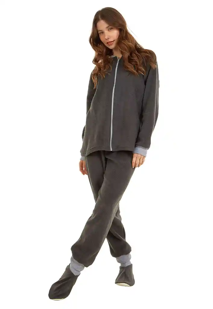 Pijama Mujer Térmica Polar Gris Oscuro Talla M