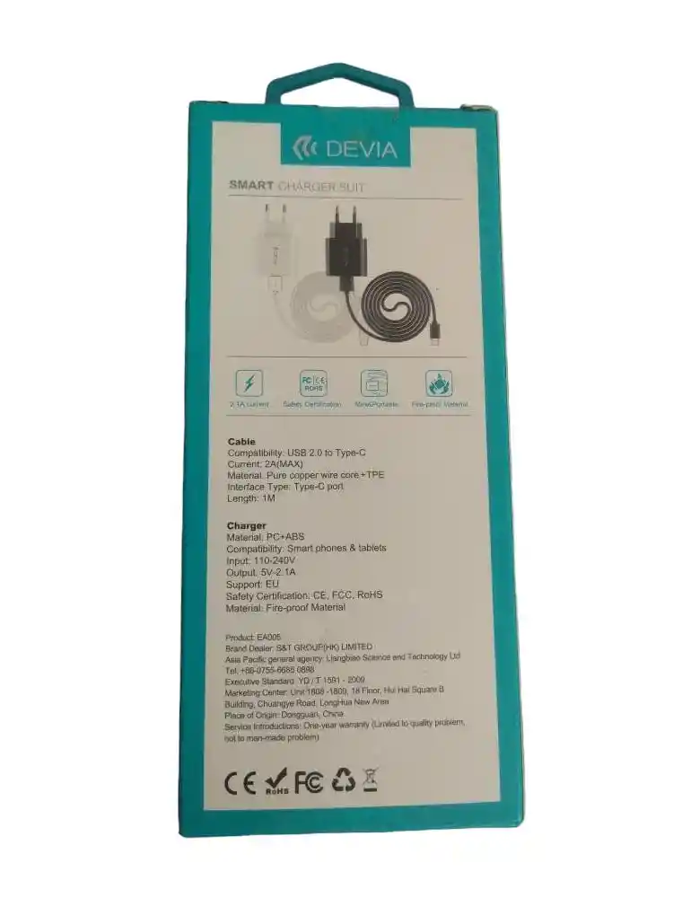 Cargador Pared Usb-c Con Entrada Europea Devia En Blanco