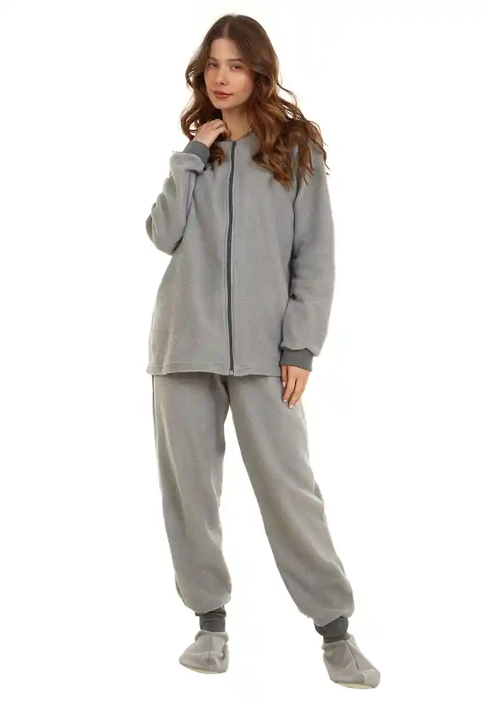 Pijama Mujer Térmica Polar Gris Claro Talla S