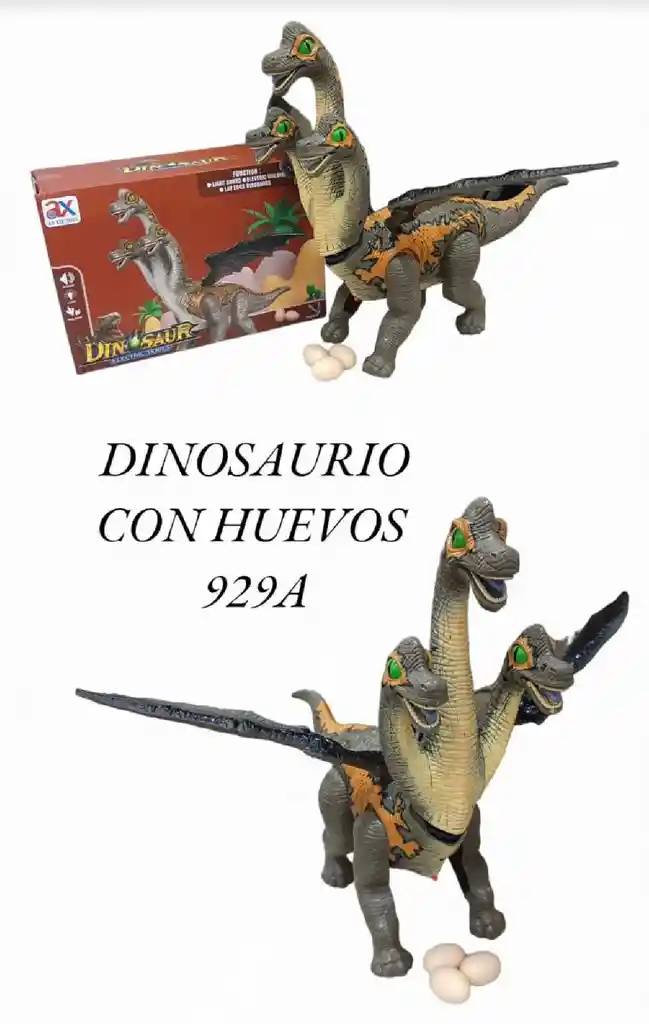 Dinosaurio Dino Dragón 3 Cabezas Pone Huevos Juguete Niños