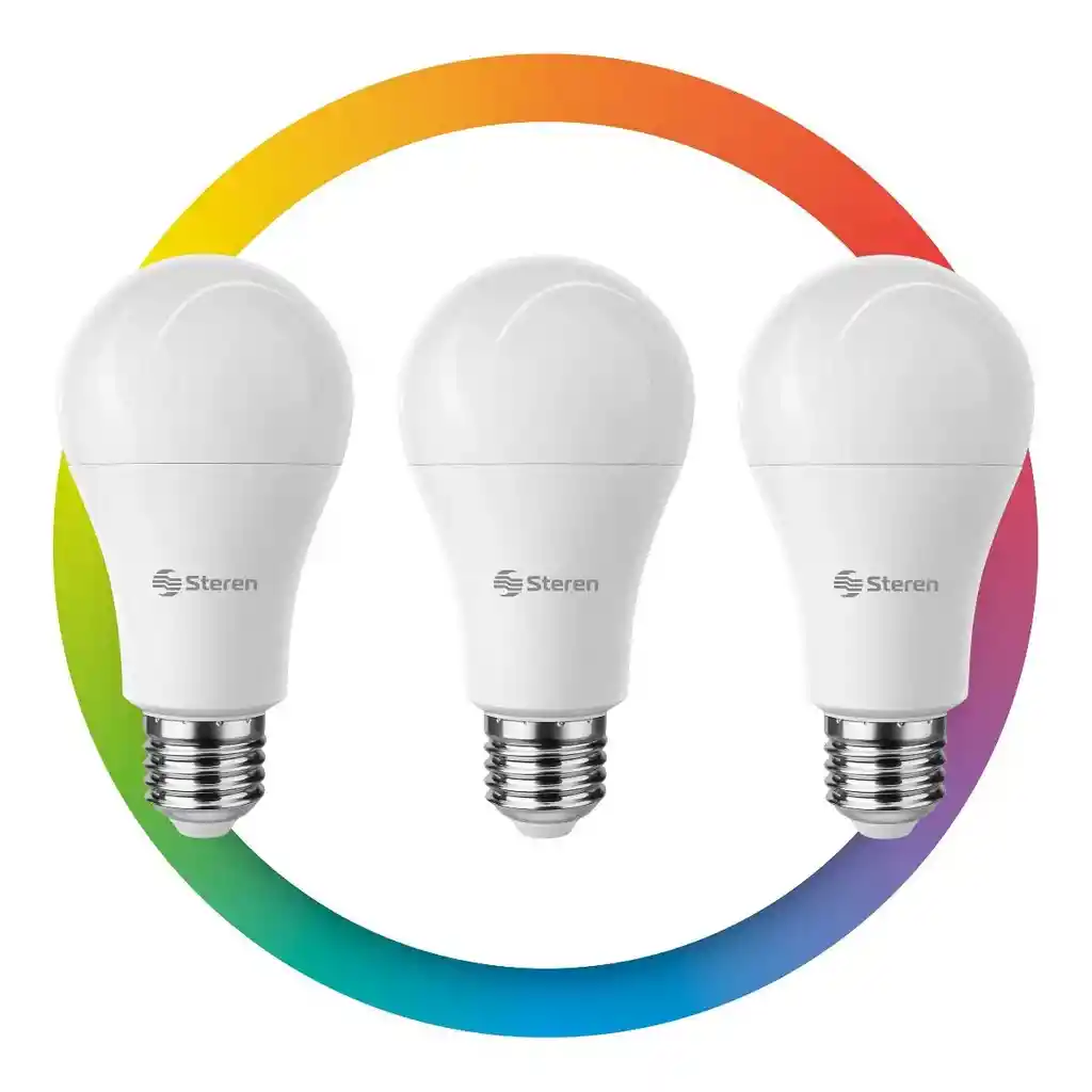 Paquete De 3 Focos Led Bluetooth* Rgb+w Multicolor, De 9 W