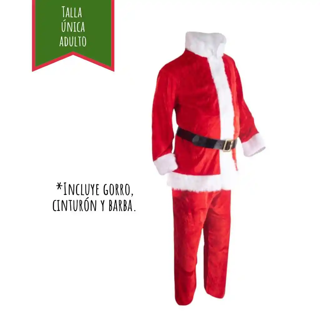 Disfraz Navidad Papá Noel Adulto X5 Piezas (talla Única)