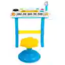 Karaoke Piano Micrófono Juguete Azul Niño (con Silla)