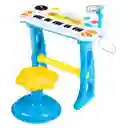 Karaoke Piano Micrófono Juguete Azul Niño (con Silla)