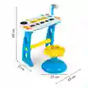 Karaoke Piano Micrófono Juguete Azul Niño (con Silla)