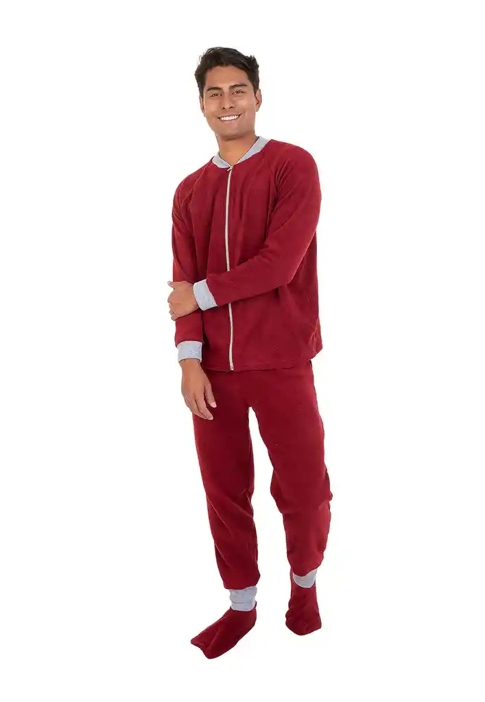 Pijama Hombre Térmica Polar Vinotinto Talla L