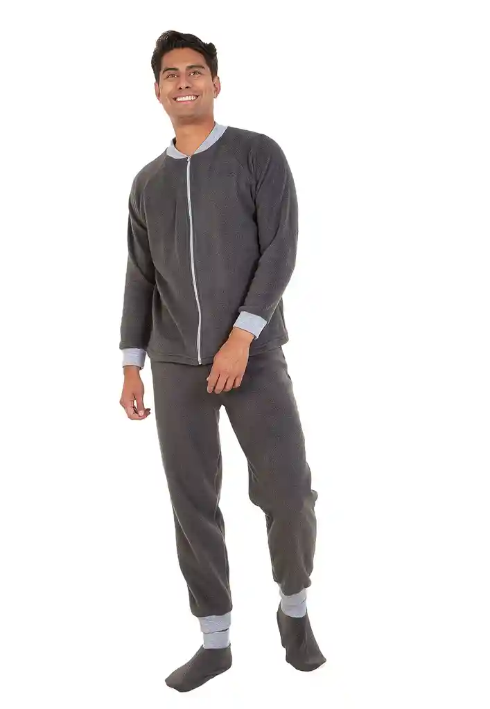 Pijama Hombre Térmica Polar Gris Oscuro Talla L