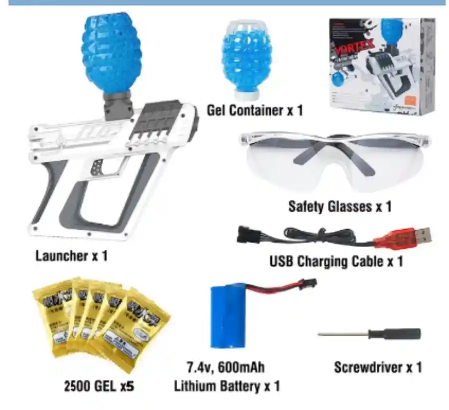 Pistola De Juguete Eléctrica Recargable Automática De Gel Para Niños Con 2500 Bolas De Gel - Colores Blanco Y Colorido