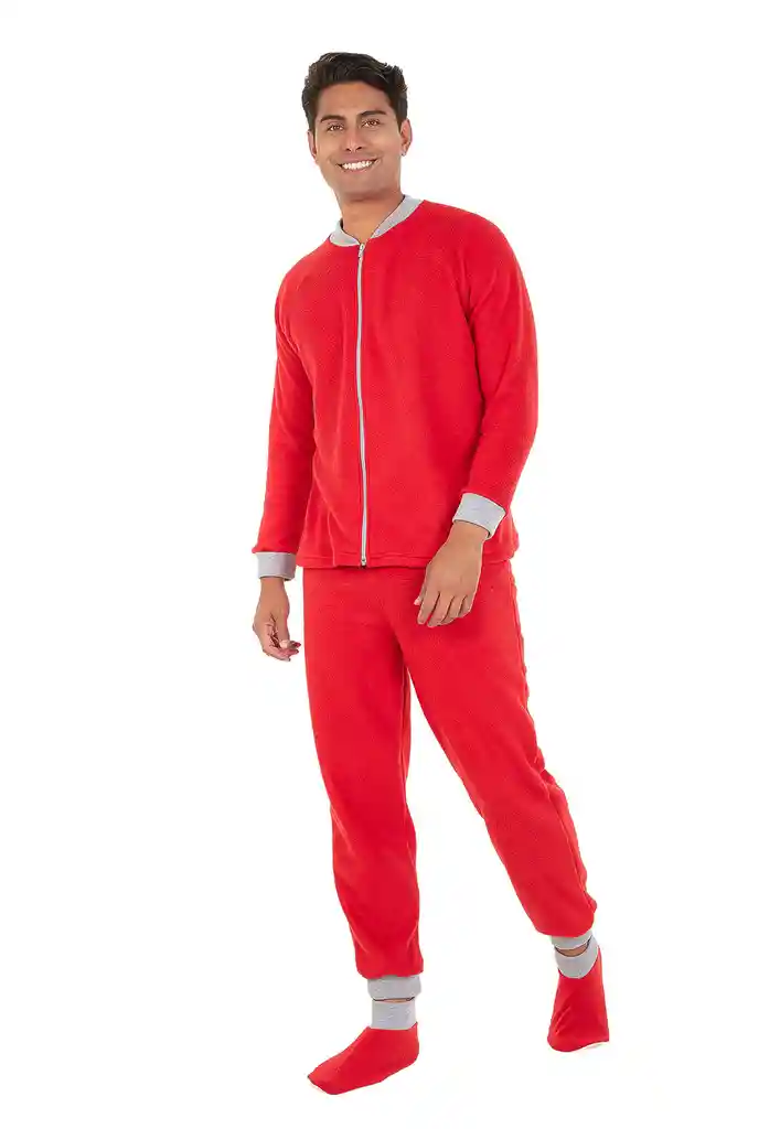 Pijama Hombre Térmica Polar Rojo Talla S