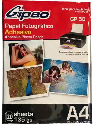 Papel Fotográfico Adhesivo X 20 Hojas