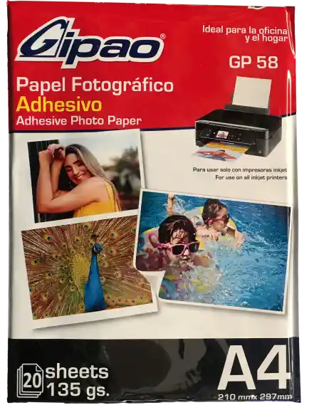 Papel Fotográfico Adhesivo X 20 Hojas