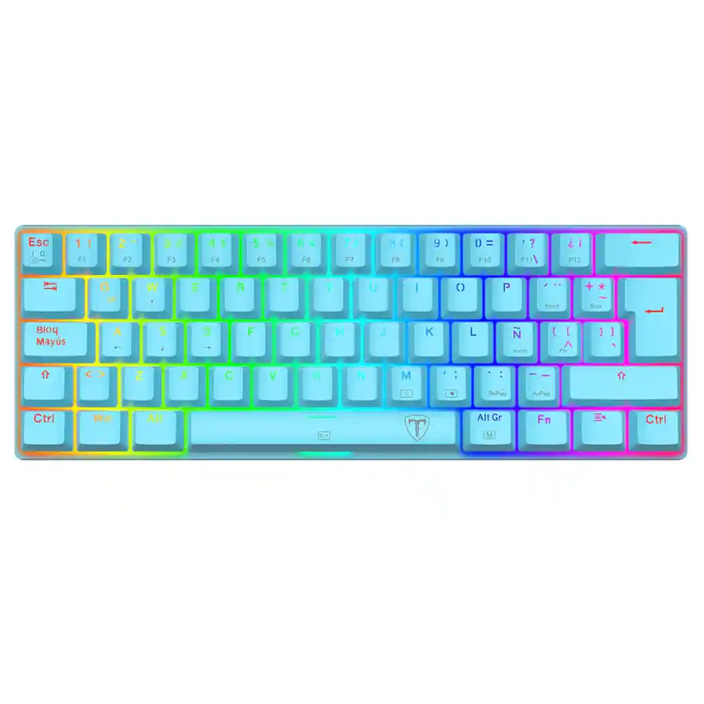 	 Teclado Gamer Mecánico T-dagger T-tgk321b Arena 60% Compacto Azul
