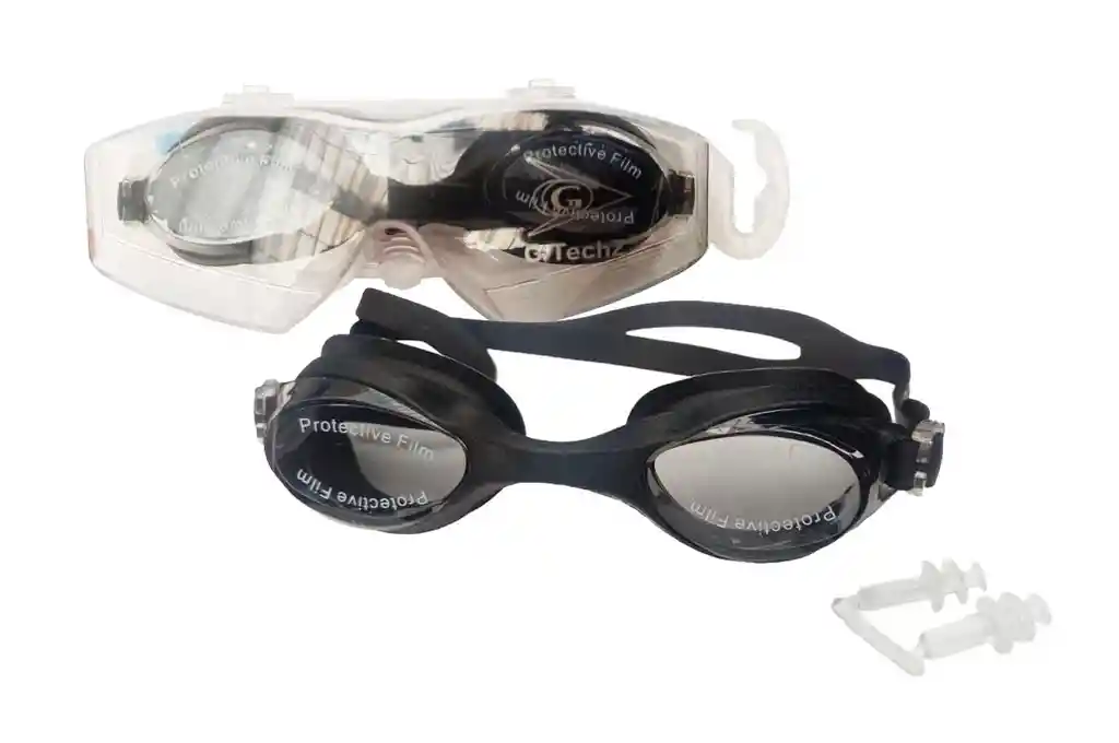 Gafas De Natación Con Tapa Oídos + Estuche - Negro