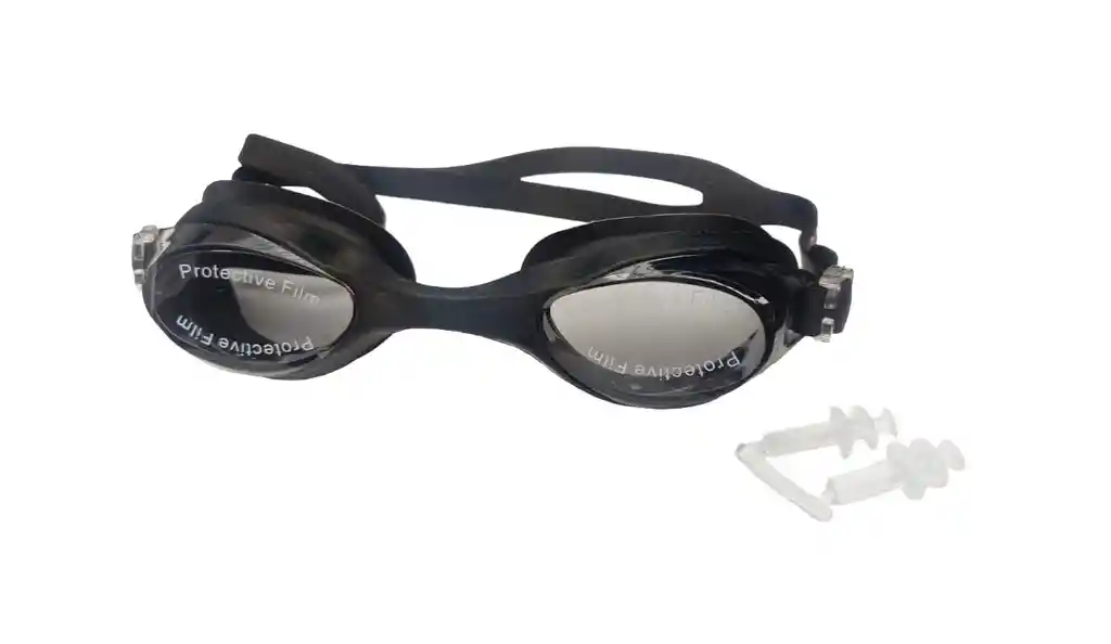 Gafas De Natación Con Tapa Oídos + Estuche - Negro