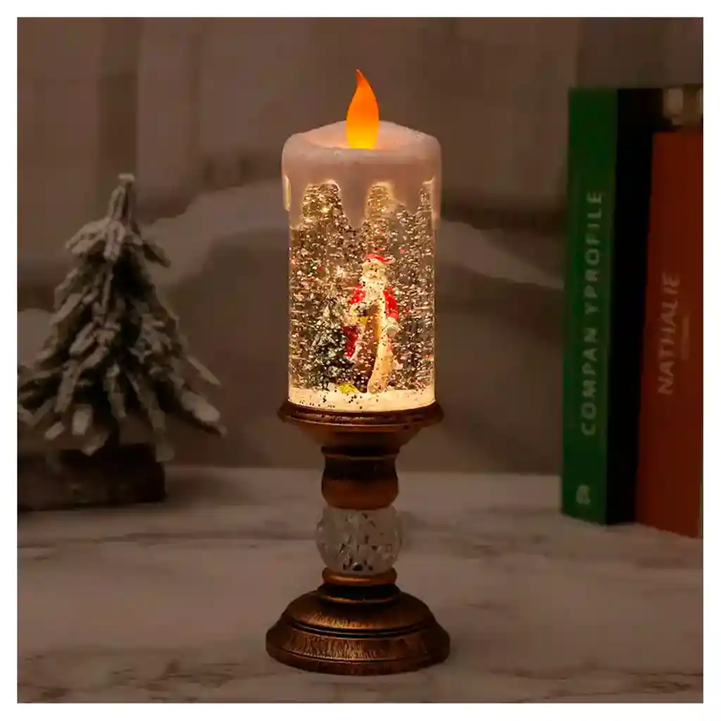 Lampara Vela Muñeco Navidad Musical Luz Sonido Usb Decoración Papá Noel Aleatorio