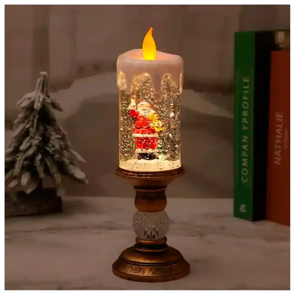 Lampara Vela Muñeco Navidad Musical Luz Sonido Usb Decoración Papá Noel Aleatorio