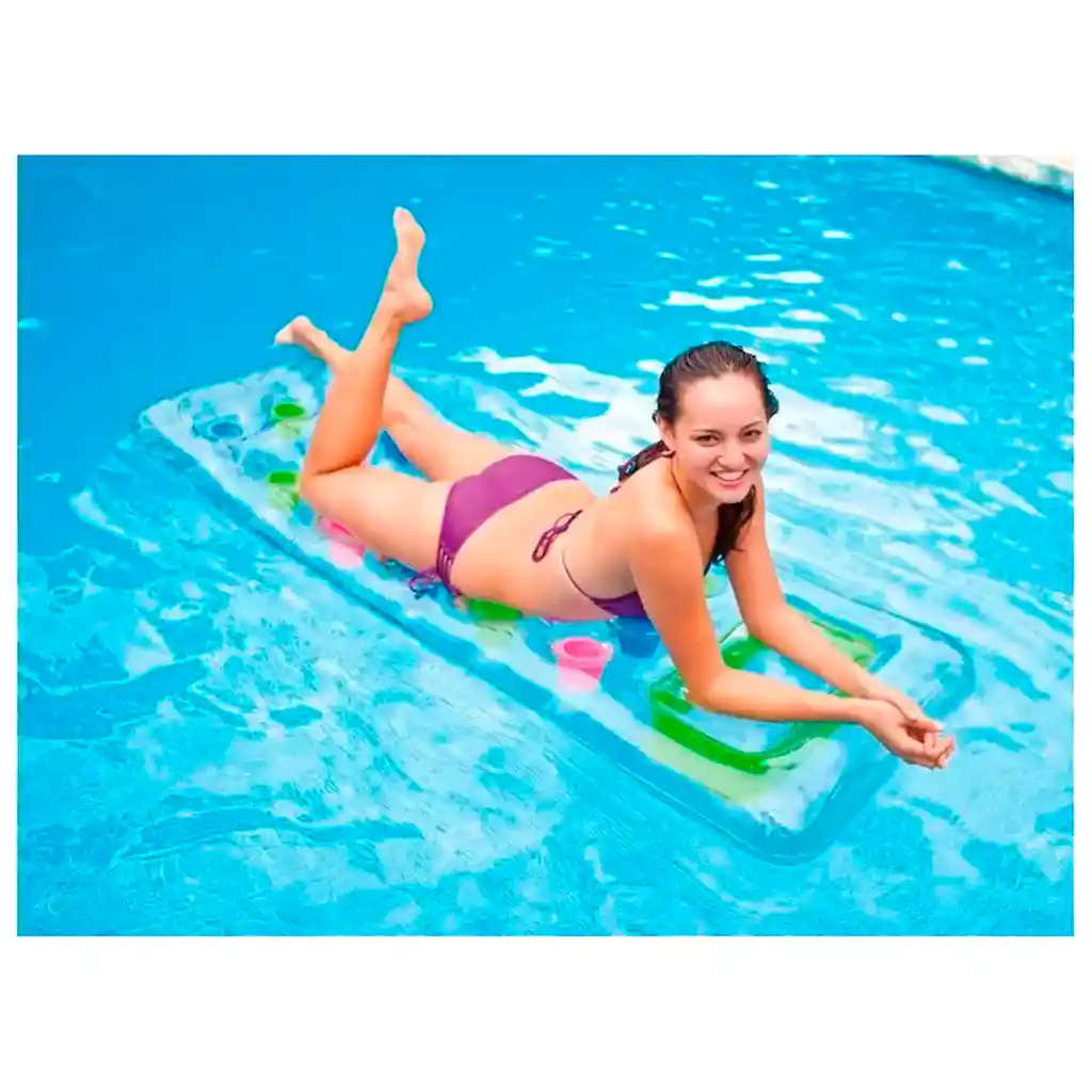 Colchoneta Flotador Portavasos Inflable Intex 59894 Piscina Color Aleatorio