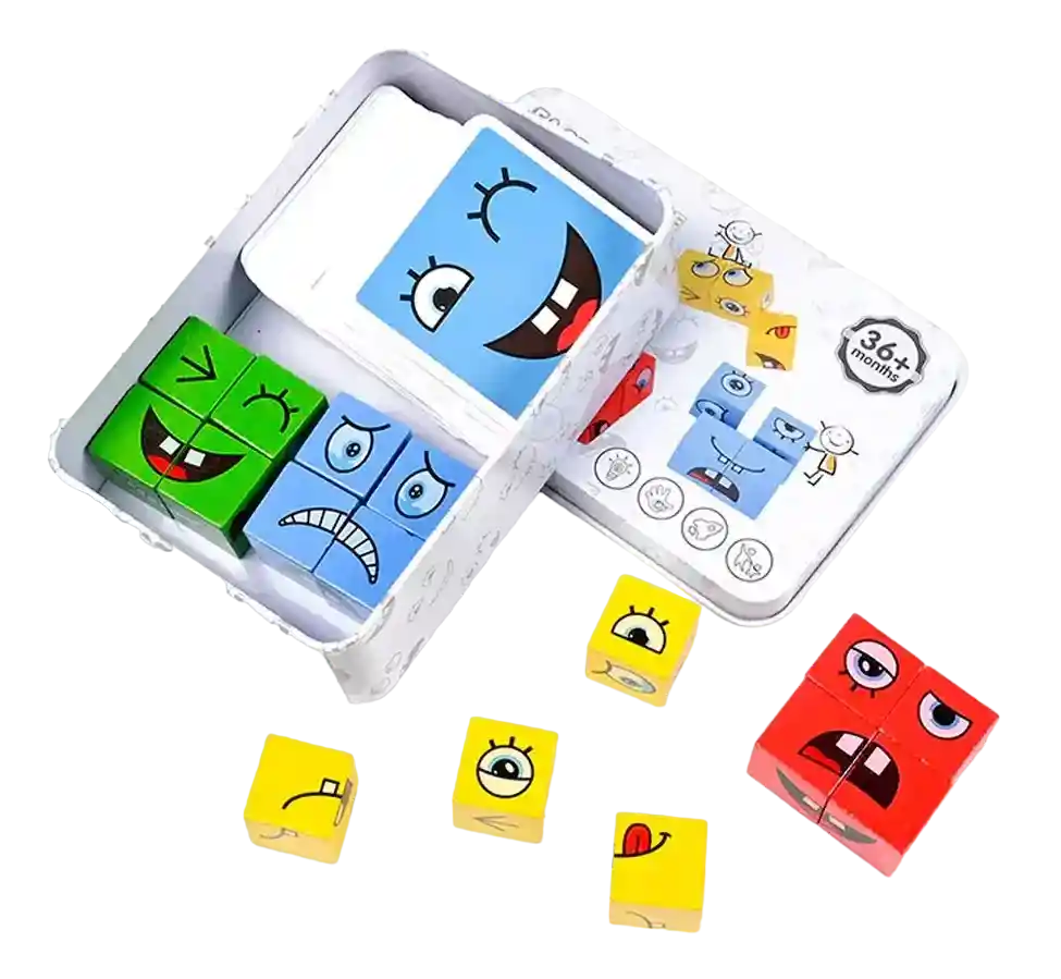 Juego Cubo Rubik Rompecabeza Cambia Caras Emociones Emoji