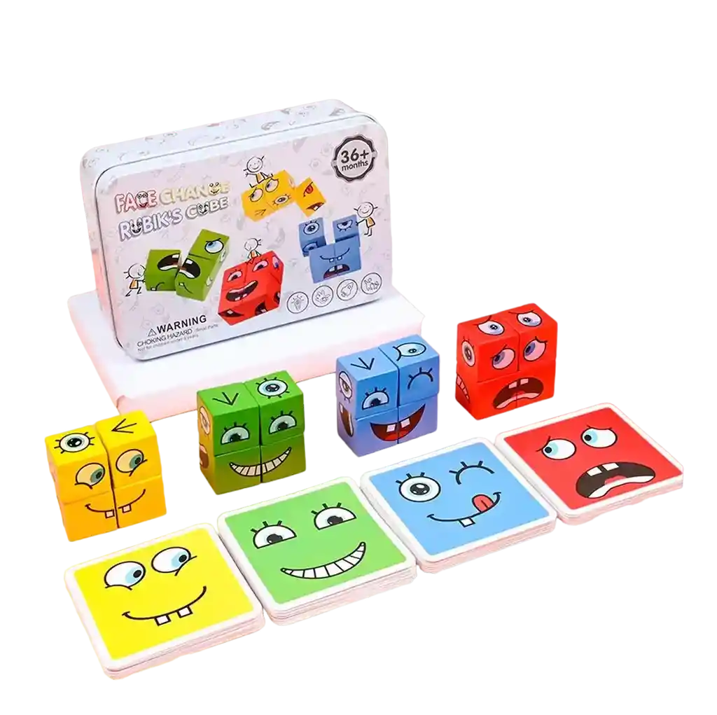 Juego Cubo Rubik Rompecabeza Cambia Caras Emociones Emoji