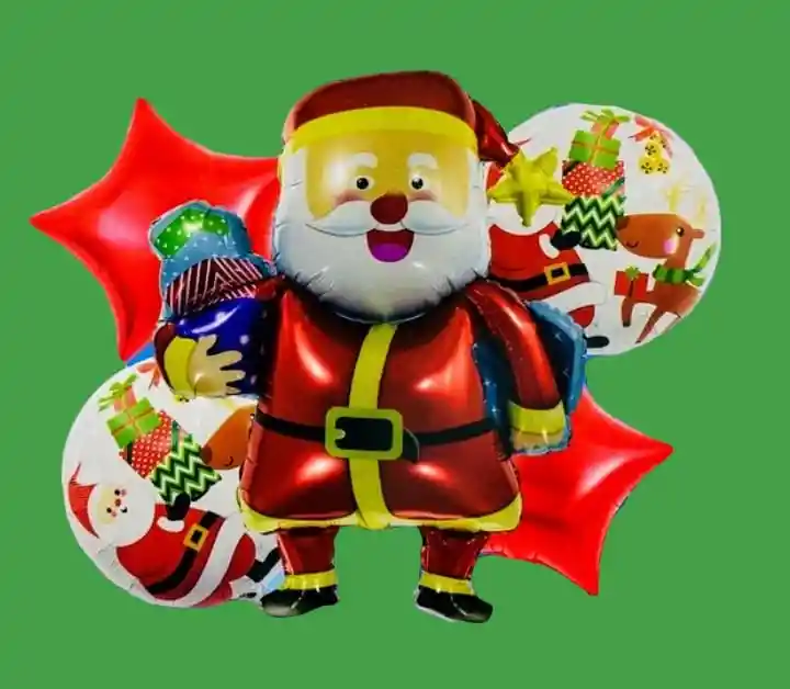 Decoración Globos Metalizados Para Fiesta De Navidad, Papá Noel