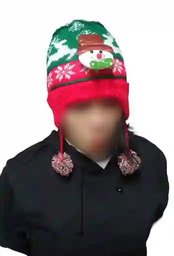 Gorro De Navidad Lana Tejido Con Muñeco Enfrente Navidad Fiestas