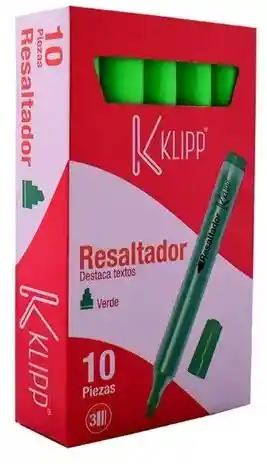 Resaltador Verde Klipp X 1 Und