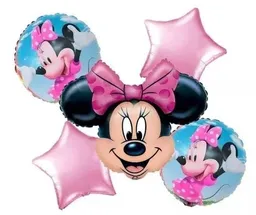 Bouquet Globo Bombas Minnie Mouse 5 Unds