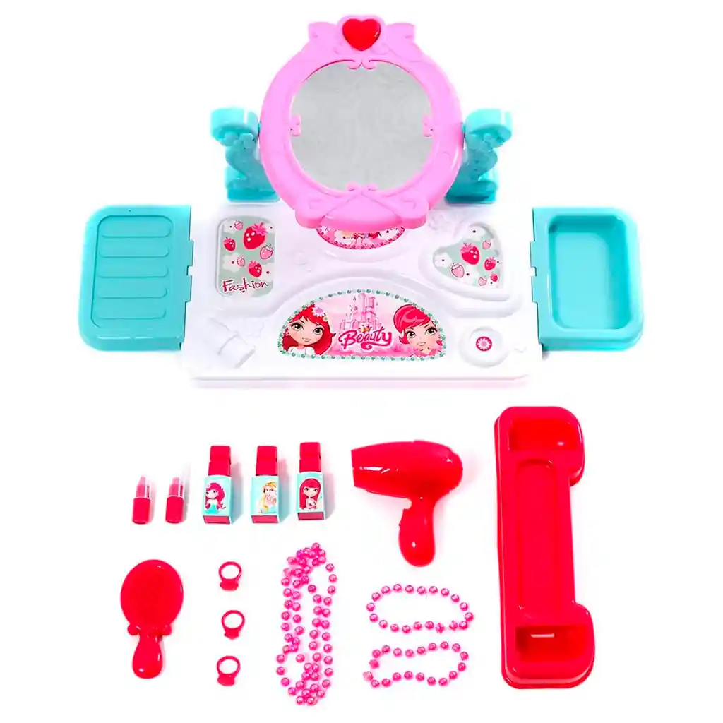 Set Tocador Maleta Ruedas Maquillaje Niña Con Accesorios 008-923a