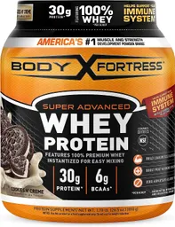 Body Fortress Whey Protein Proteína De Suero Sabor A Cookies N´ Creme En Polvo 1.78 Libras (810 G)
