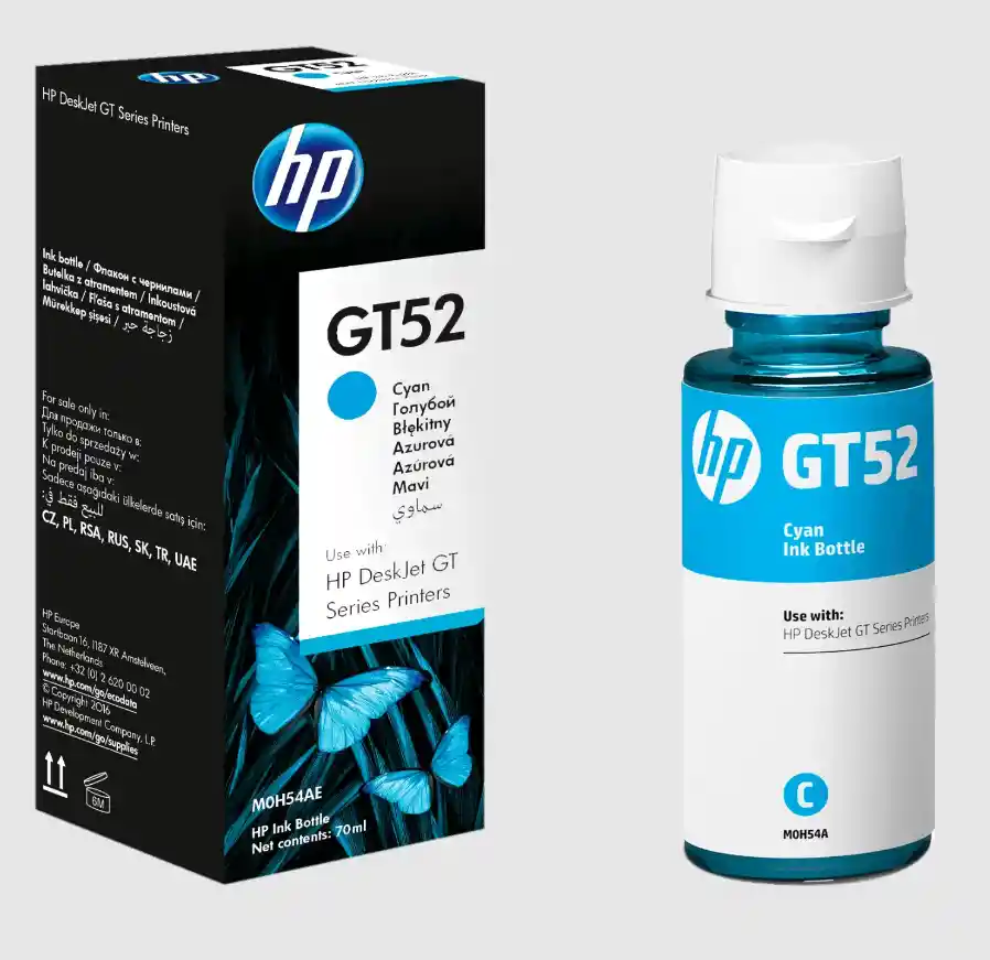 Tinta Hp Gt52 Cyan/azul Original