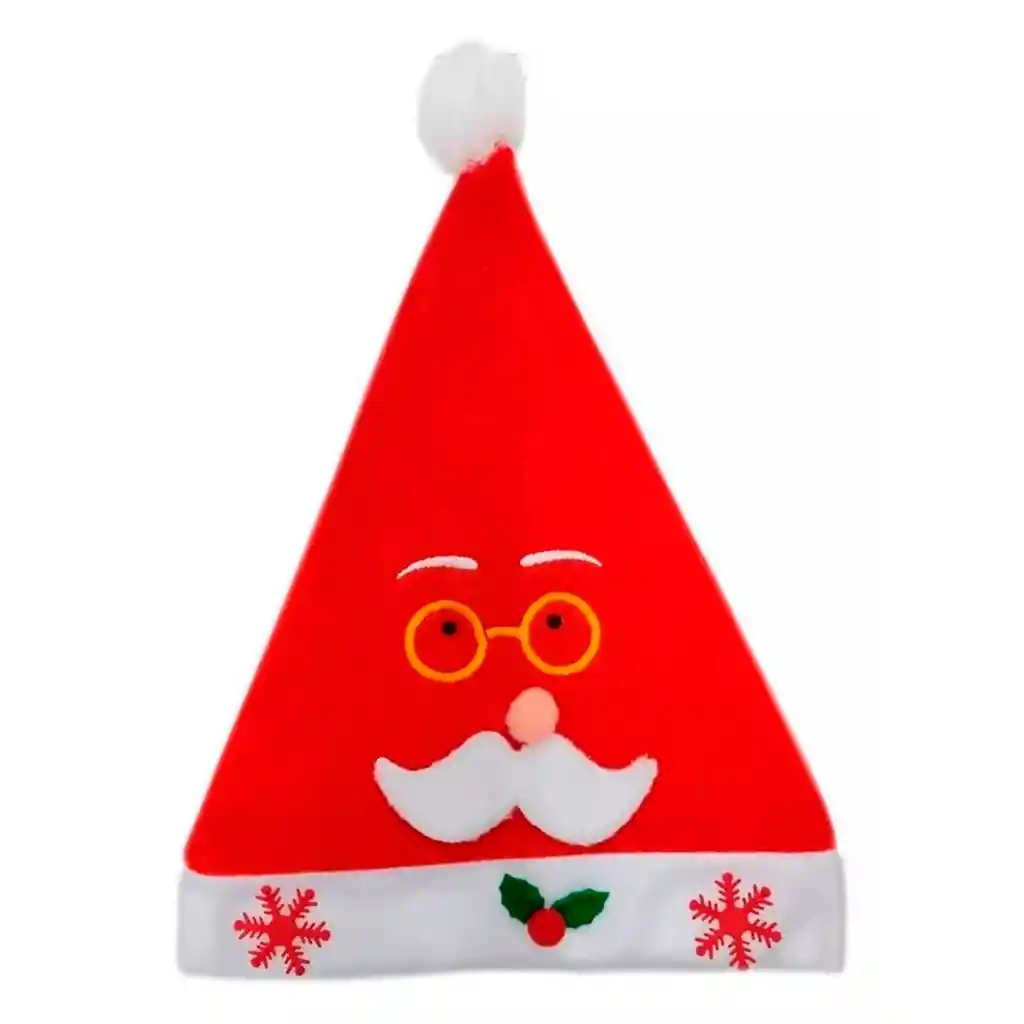 Gorro Navidad Carita Papá Noel Relieve Navideño 37x28cm Diseño Aleatorio