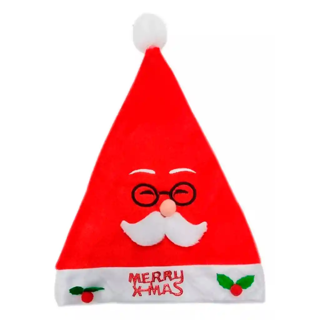 Gorro Navidad Carita Papá Noel Relieve Navideño 37x28cm Diseño Aleatorio