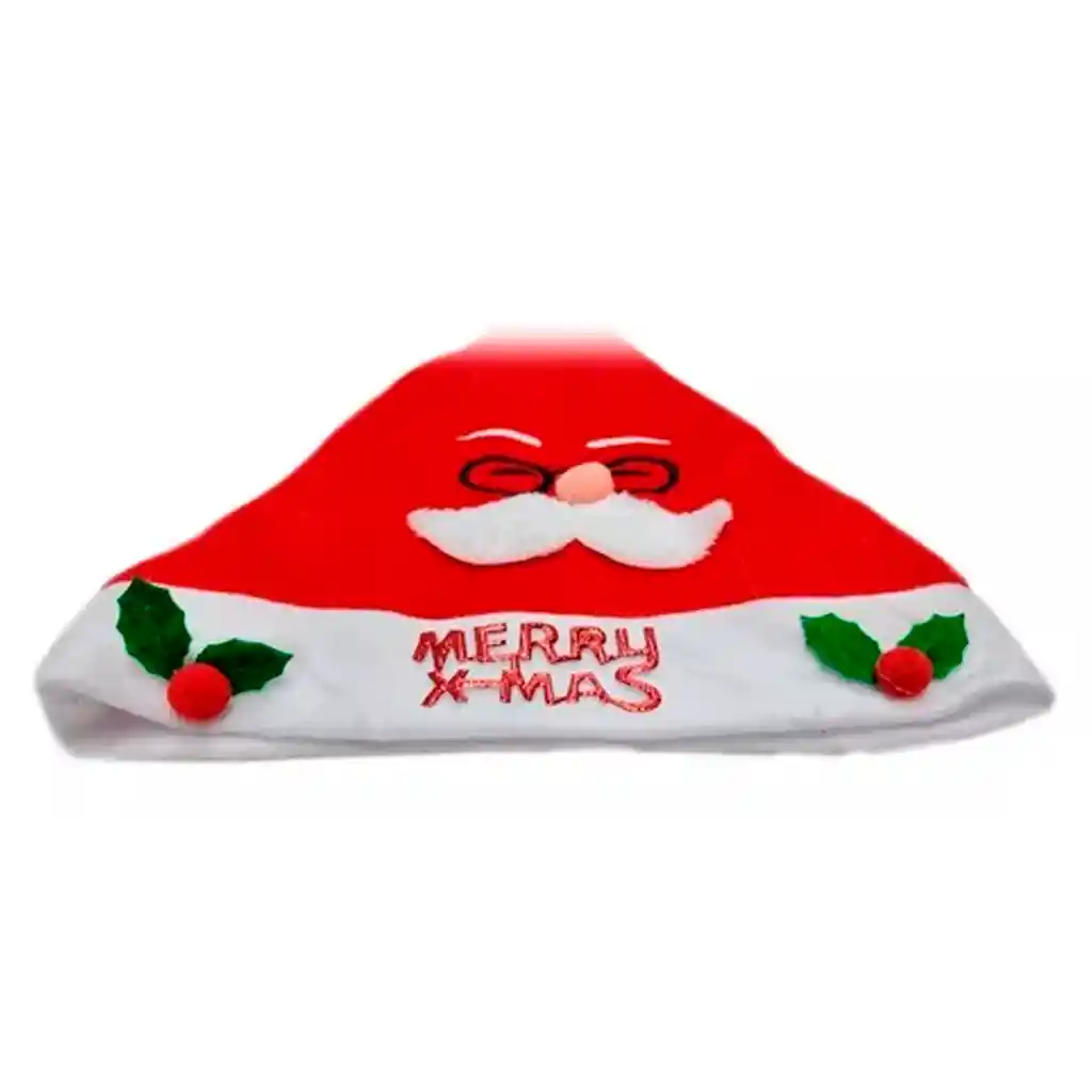 Gorro Navidad Carita Papá Noel Relieve Navideño 37x28cm Diseño Aleatorio