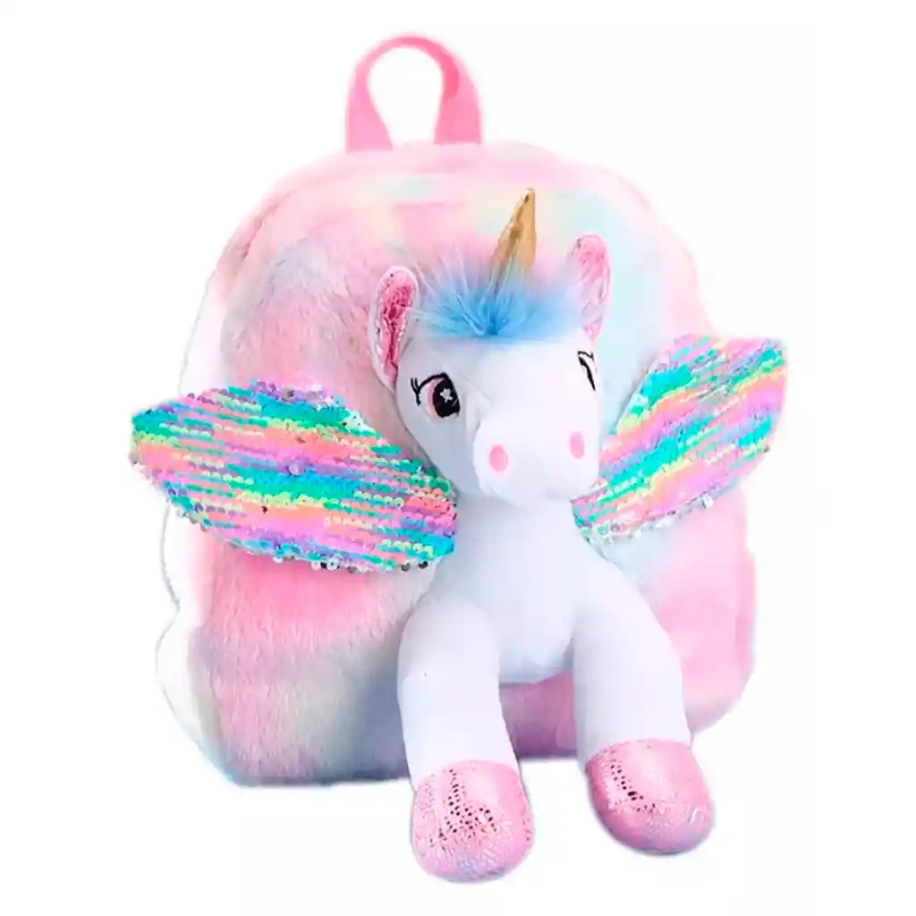 Maleta Morral Unicornio Peluche Niña Mujer Rosado Pony Oferta Diseño Aleatorio