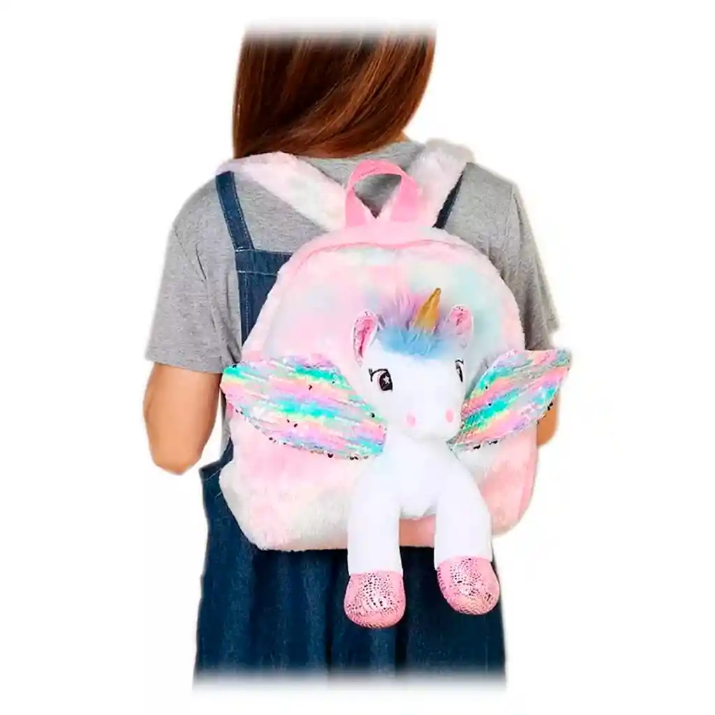 Maleta Morral Unicornio Peluche Niña Mujer Rosado Pony Oferta Diseño Aleatorio