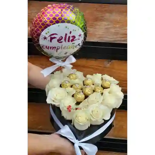 Corazon De Rosas, Ferrero Y Globo Pequeño