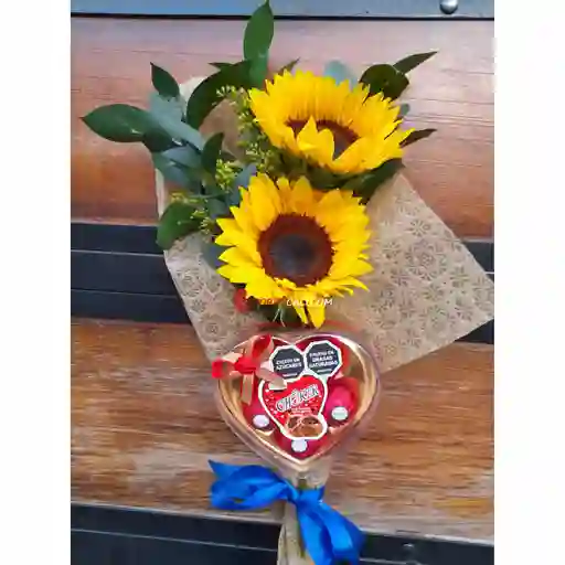 Bouquet De 2 Girasoles Y Chocolates