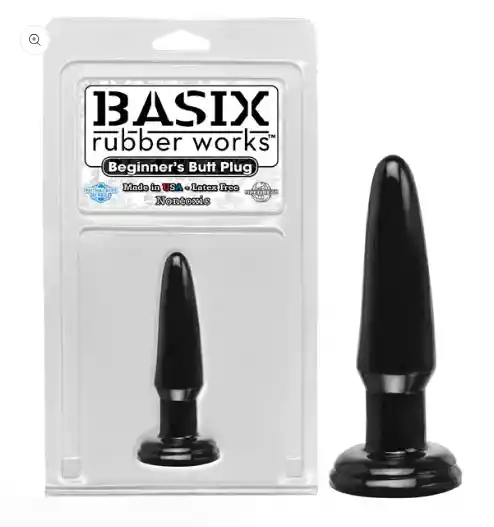 Tapón Anal Para Principiantes Basix Rubber Works - Tapón Anal Negro De 9,5 Cm