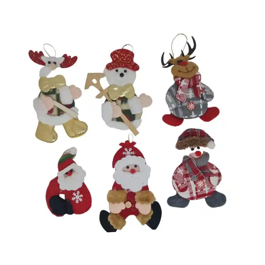 Set De Muñecos De Colgar Navideños X6 Decoración Para Árbol