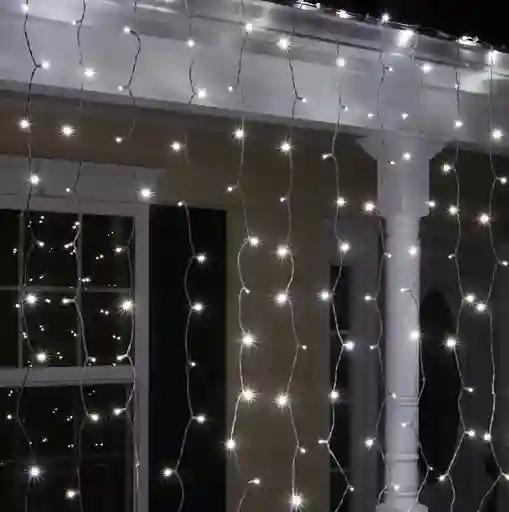 Luces De Navidad Cortina Lluvia Luz Blanca 6x0.6m Decoracion Adorno Navidad