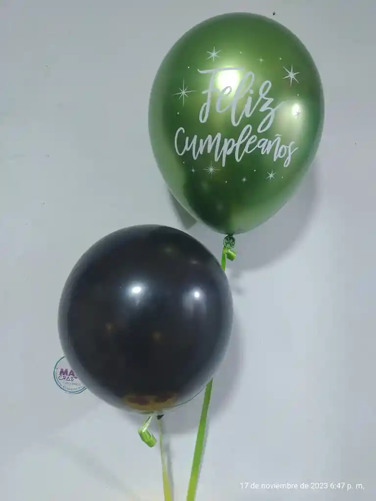 Globos Helio Cumpleaños Verdes Y Negro X2