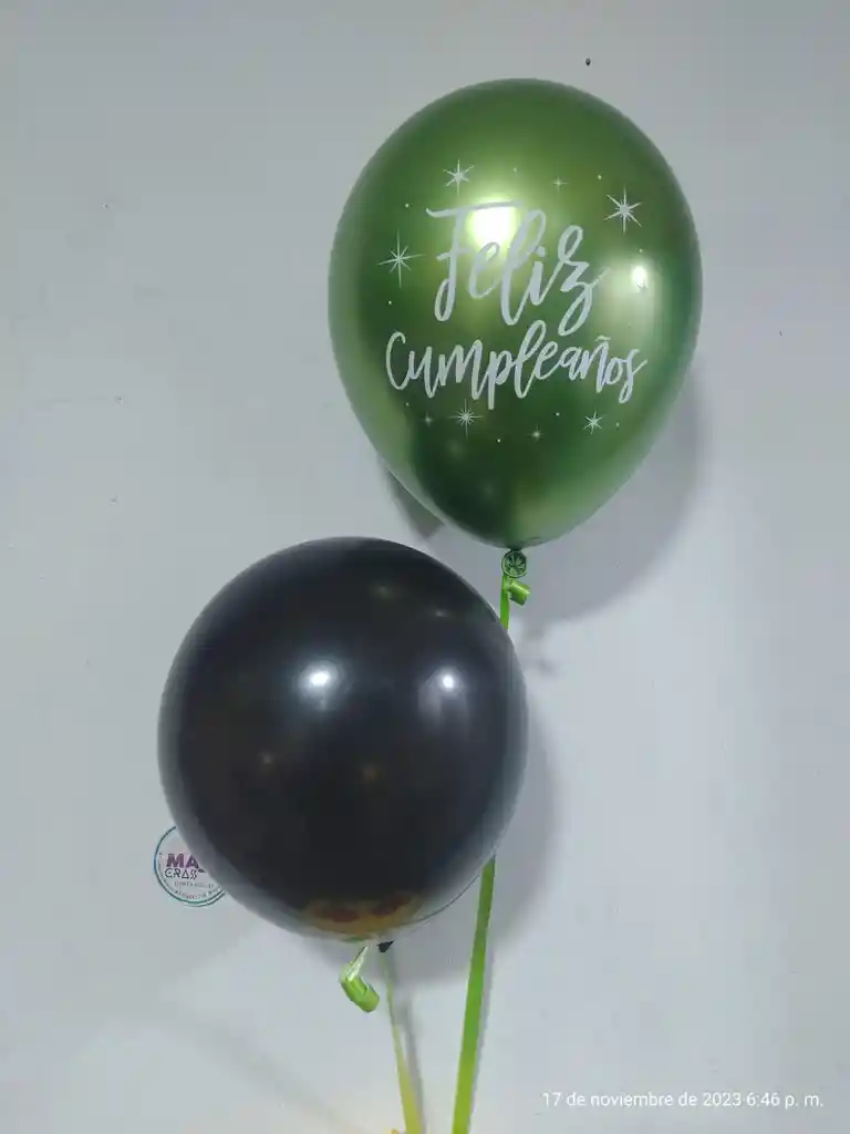 Globos Helio Cumpleaños Verdes Y Negro X2